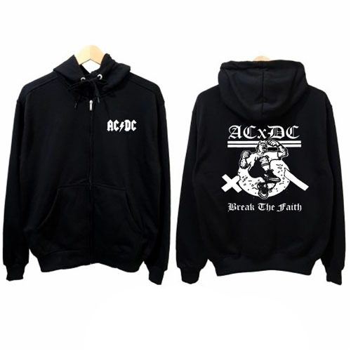Jaket Hoodie AC DC Break The Faith ACDC Band Hoodie Ritsleting Bahan Cotton Fleece New Zipper Hoodie