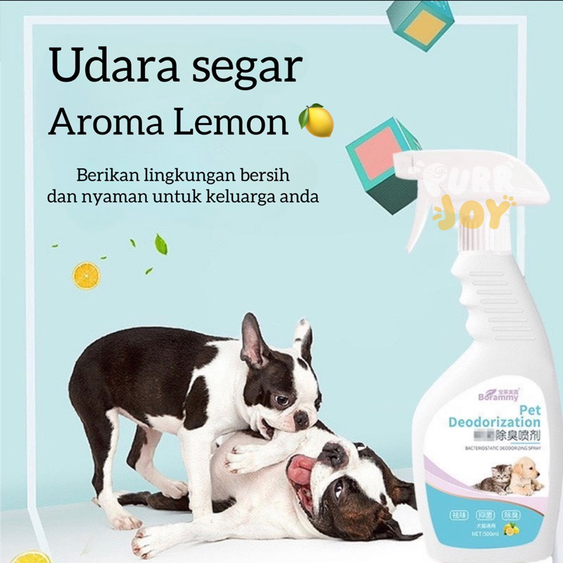 PURRJOY Borammy Pet Deodorization 500 ml / Penghilang Bau Kotoran Pipis Pesing Hewan Peliharaan Anjing Kucing / Spray Penghilang Bau Pesing Kandang Anjing Kucing