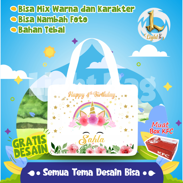 

TAS SOUVENIR ULTAH KEPALA UNICORN CUSTOM / TAS SOUVENIR PREMIUM / GRATIS DESAIN / BONUS FOTO ANAK / GOODIE BAG CUTE KEPALA UNICORN / TAS ULANG TAHUN KEPALA UNICORN / TAS ULTAH CUSTOM / TAS SOUVENIR 2 HARI JADI / TAS ULTAH / TAS ULANG TAHUN