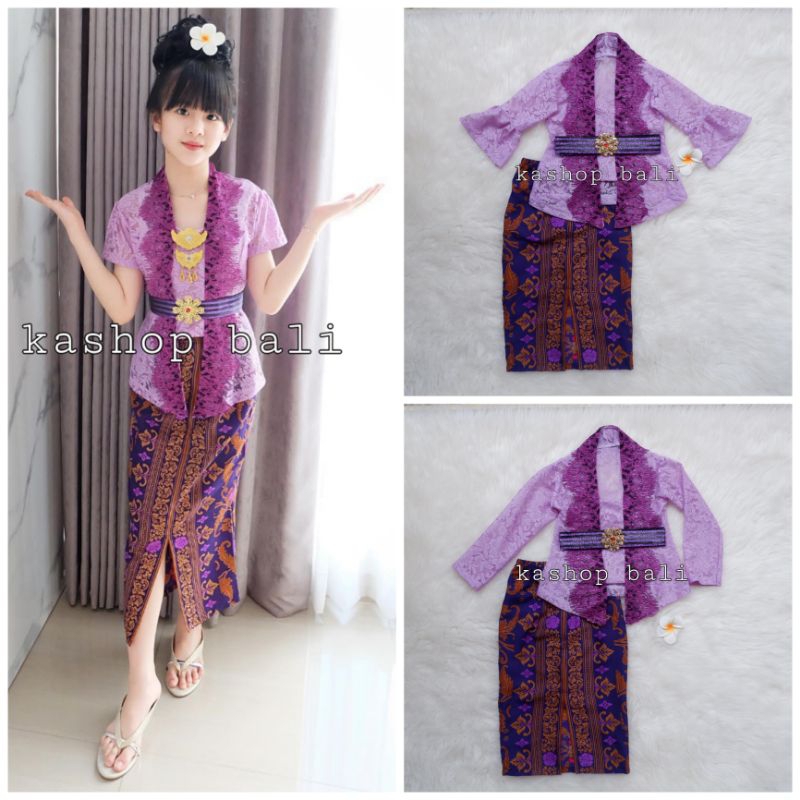 SET KEBAYA ANAK WARNA UNGU LILAC (RAMBAT UNGU)