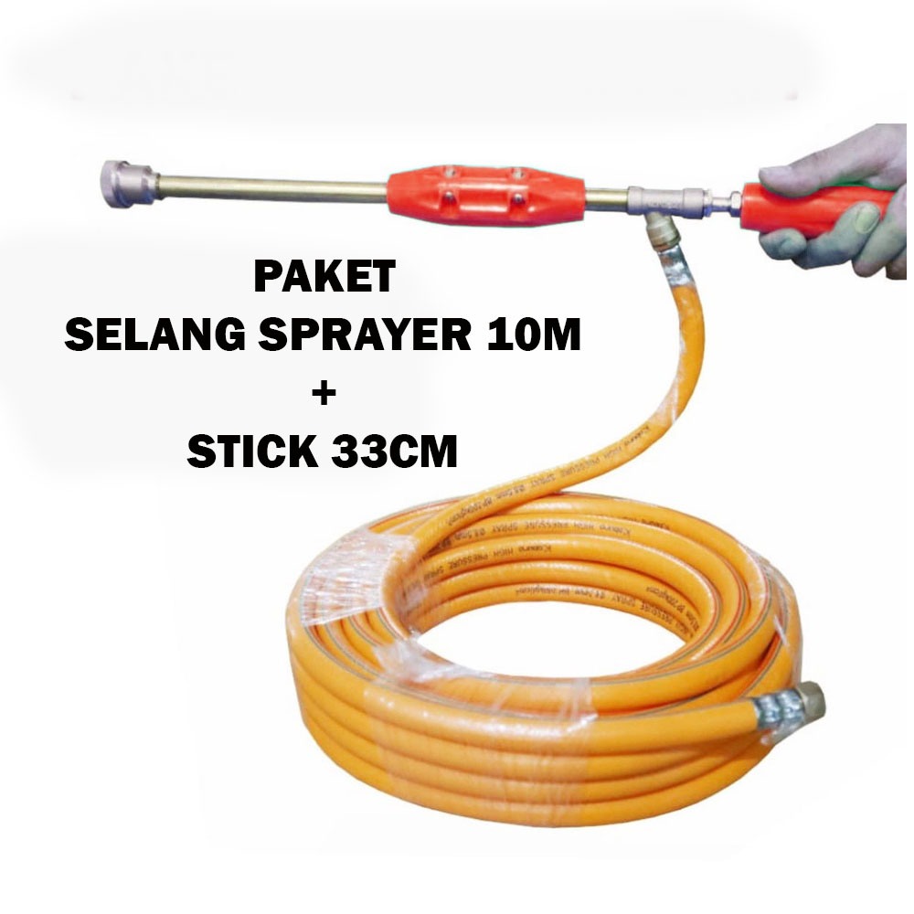 Paket Selang Power Sprayer Sanchin 10 Meter Dan Stick Sanchin Jet Gagang Air Cuci Steam 30cm Bisa Untuk Selang Angin Kompressor