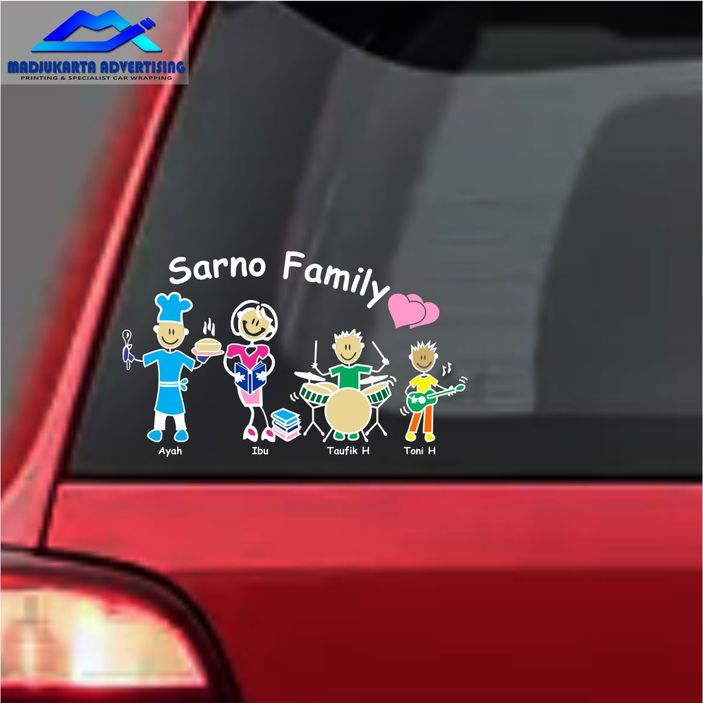 sticker Happy Family Warna Stiker kaca mobil keren lucu / happy family warna / cutting stiker happy 