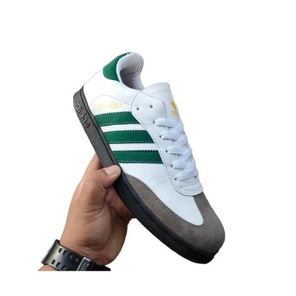 sepatu adidas samba original putih garis hijau pria/wanita