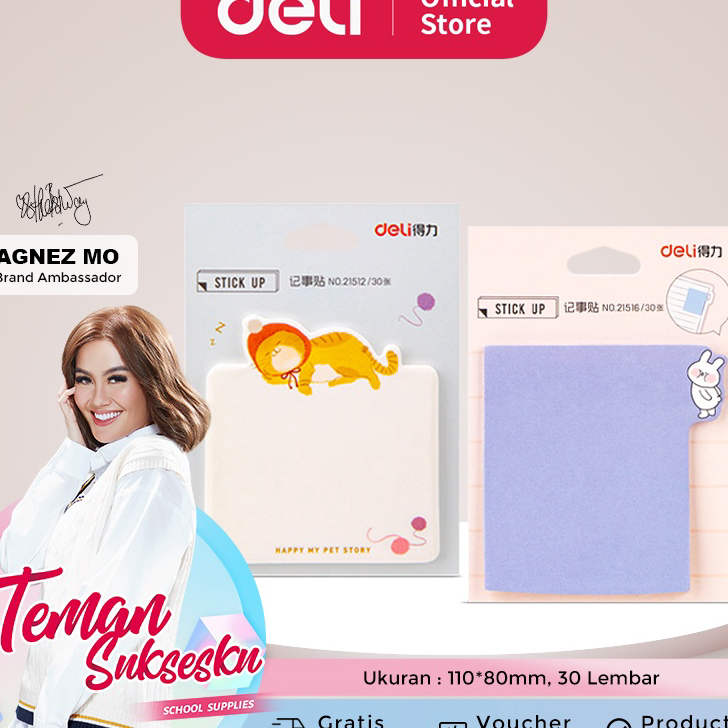 

Ready Stock Deli Sticky Notes 30 lembar 80gsm 110*80mm dapat ditempel dibanyak permukaan 215XX