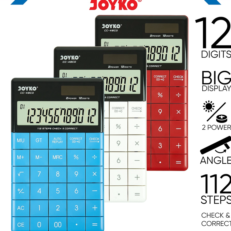 

Stok Banyak Calculator Kalkulator Joyko CC-48CO 12 Digits Check Correct