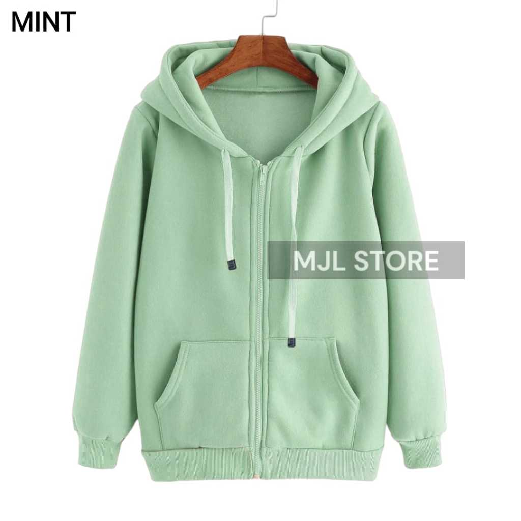 PREMIUM JAKET ZIPPER HOODIE POLOS SWEATER RESLETING M,L,XL,XXL PRIA WANITA MINT