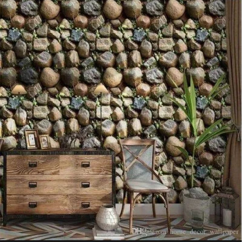 Wallpaper stiker dinding motif Batu alam bulat wallpaper marmer hitam keren dan elegand 1Roll termur