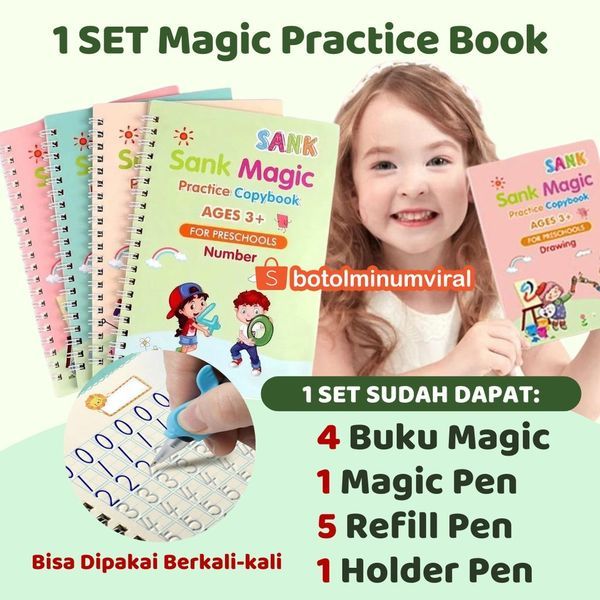Buku Belajar Menulis Huruf Angka Membaca Menggambar Anak TK Paud Magic