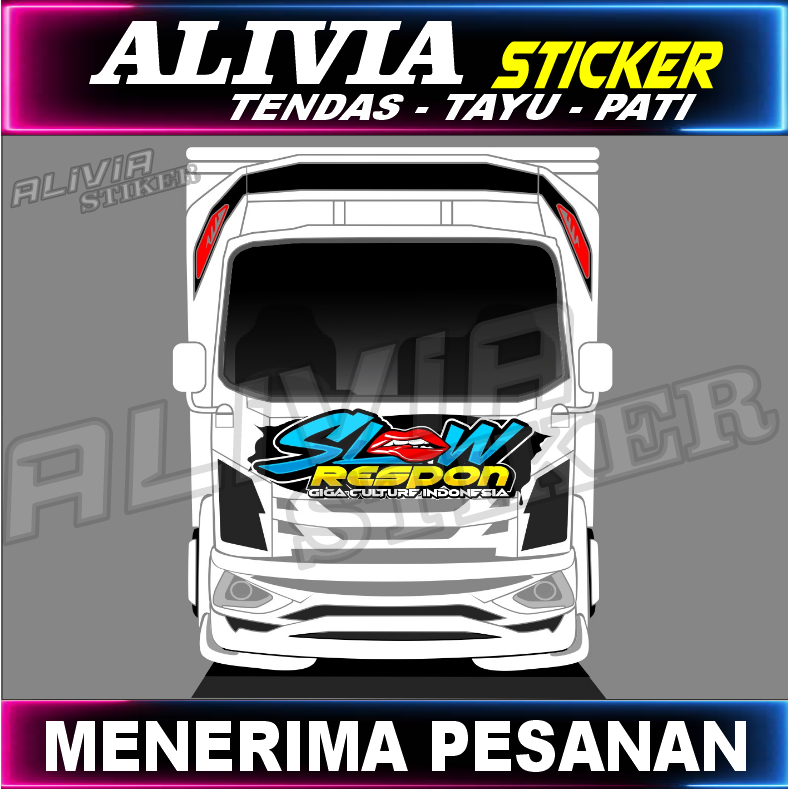 Stiker Decal Kabin Depan Truck Isuzu Giga - Slow Respon - Bisa kustom Desain Bebas