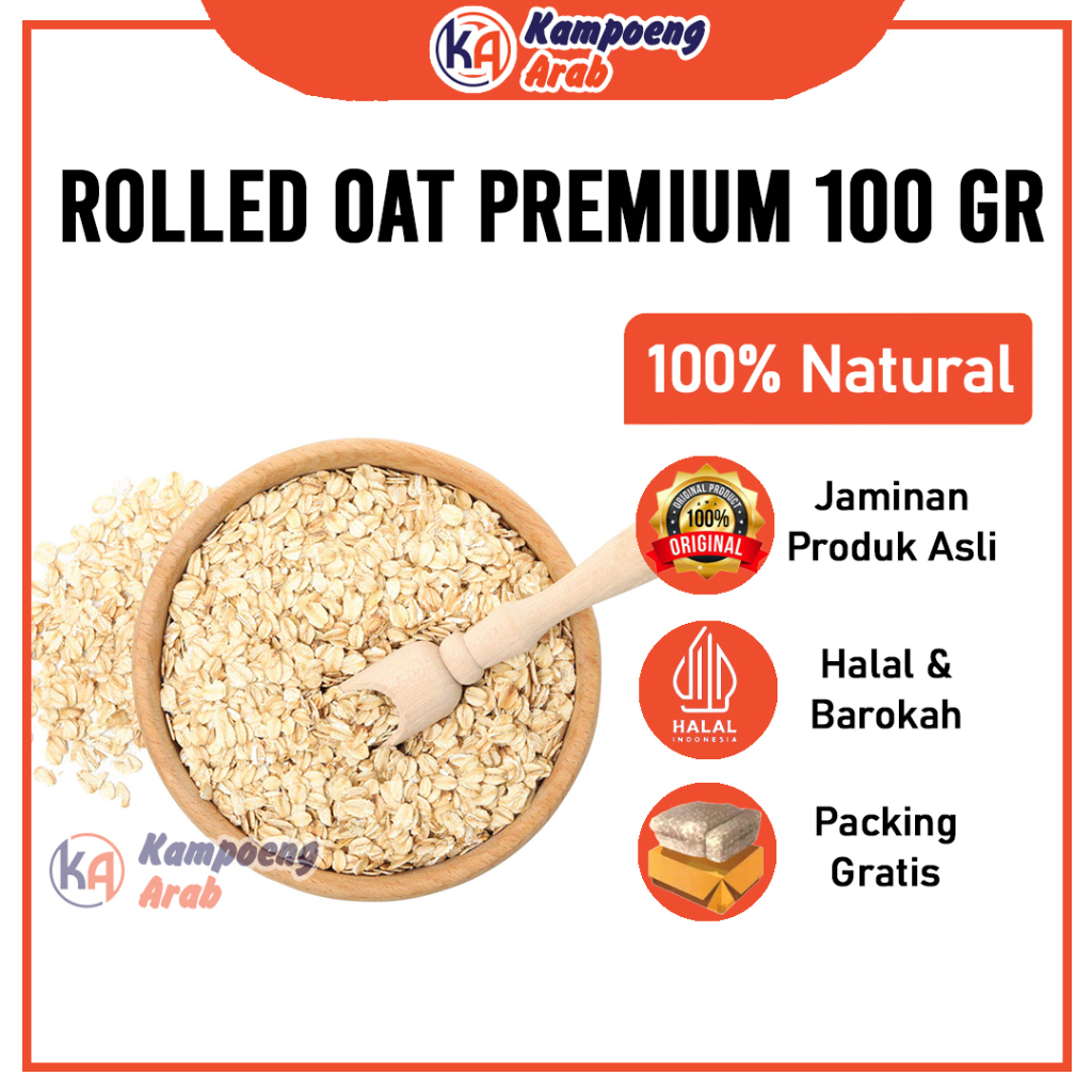 

Organic Rolled Oat 100 GR PREMIUM / Instant Oat / Oatmeal Instan / Gandum Instan 1 kg