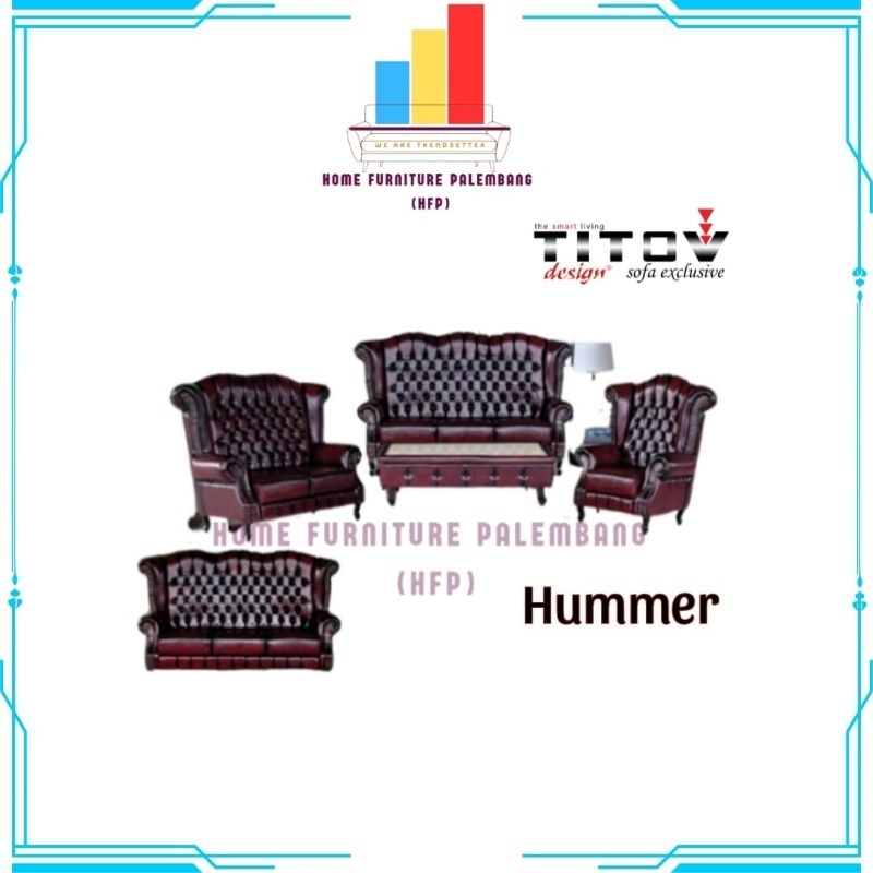 sofa minimalis kancing sofa titov 321  + meja sofa hummer kulit