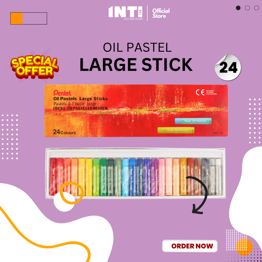 

Pentel Oil Pastels Crayon Krayon GH-24 Large Stick Kerayon Oil Pastel Isi 24 Warna