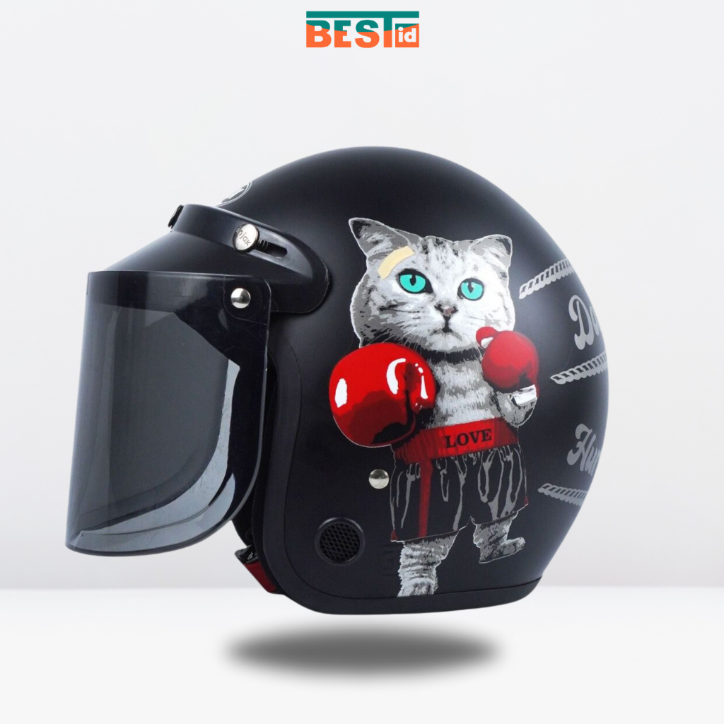 R-Six Helm Retro Motif Kekinian Bogo Pria Wanita