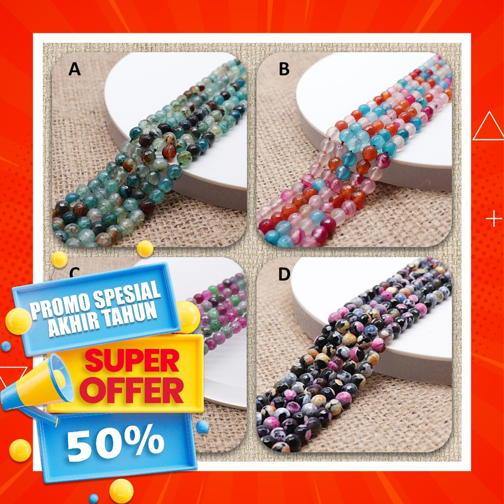 Promo manik manik gelang 6mm / batu agate / batu agate manik manik 6mm / Bahan Gelang Manik Manik Ba