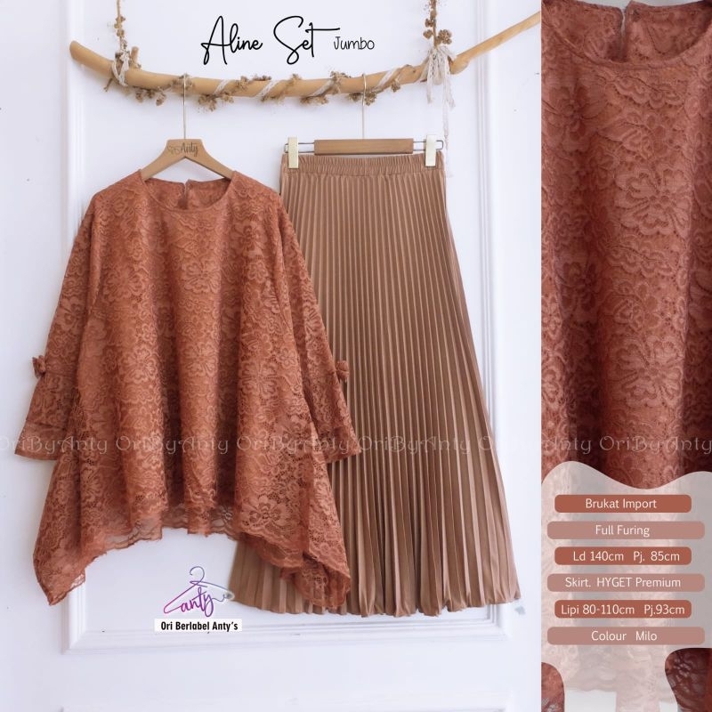 SETELAN KEBAYA SUPER JUMBO OVERSIZE LD 140 CM ONE SET BRUKAT PREMIUM DAN ROK ALINE SET BY ANTY'S