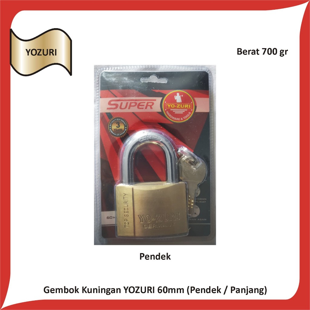 Gembok Kuningan YOZURI 60mm / Padlock Heavy Duty Asli 60 mm