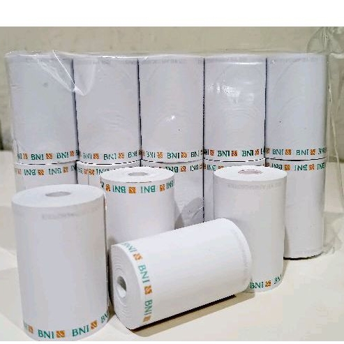 

Paket murah 10 Roll Kertas Thermal logo BNI ukuran 58x40mm