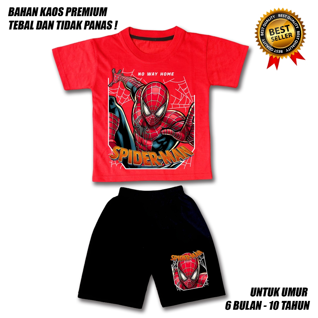 SETELAN ANAK LAKI LAKI SUPERHERO SPIDERMAN CELANA HITAM MURAH BAHAN PREMIUM