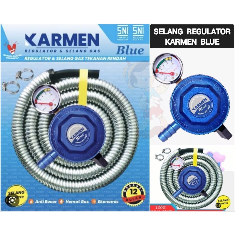 Selang Gas Karmen Paket Regulator Cocok Utk Tabung LPG 3kg 12kg