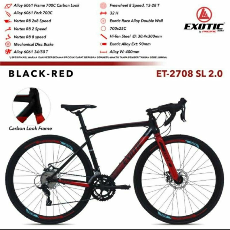 Sepeda Balap Roadbike 700C Merk Exotic ET-2708 SL 2.0 Alloy