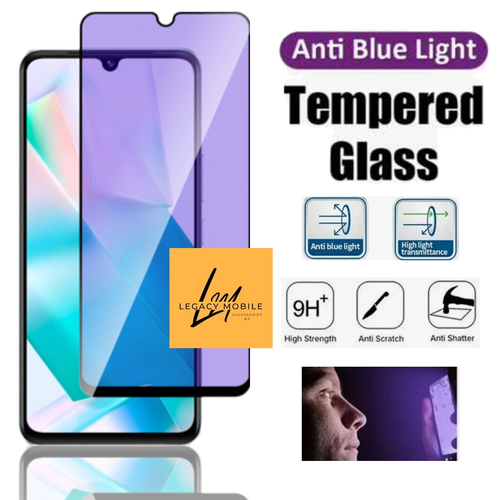 Tempered glass anti blue light radiasi screen protector full cover Vivo S1 S1 Pro T1 5G T1 Pro 5G fu