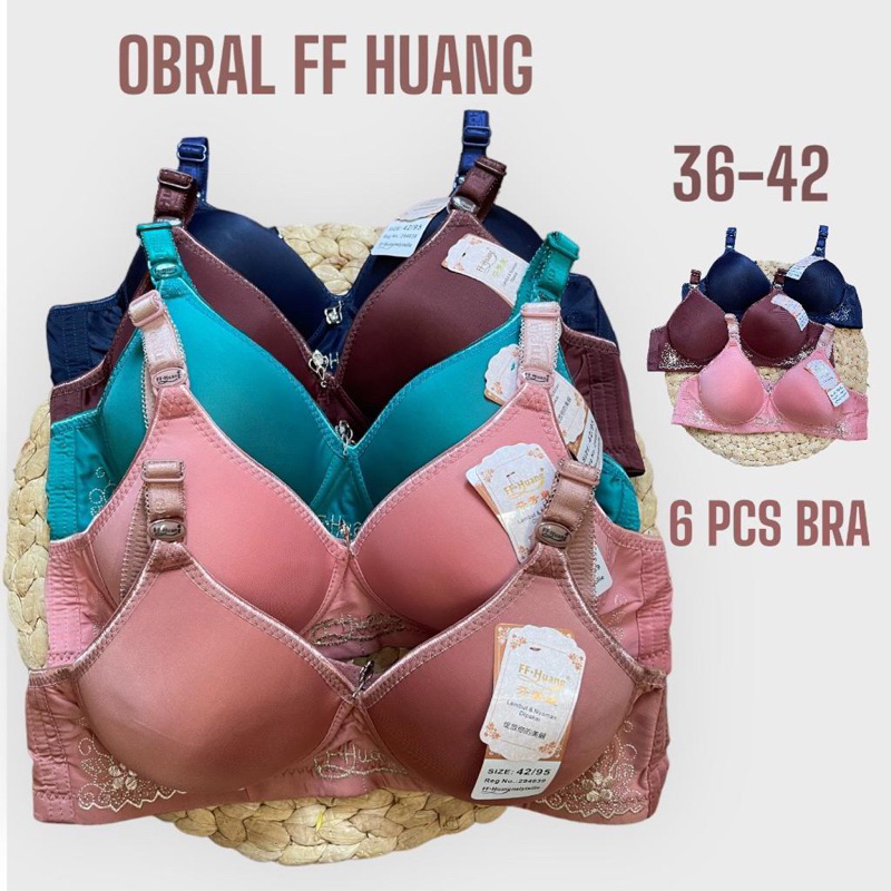 FF Huang polos Kait 3 Tanpa kawat Bra Murah Kualitas Premium