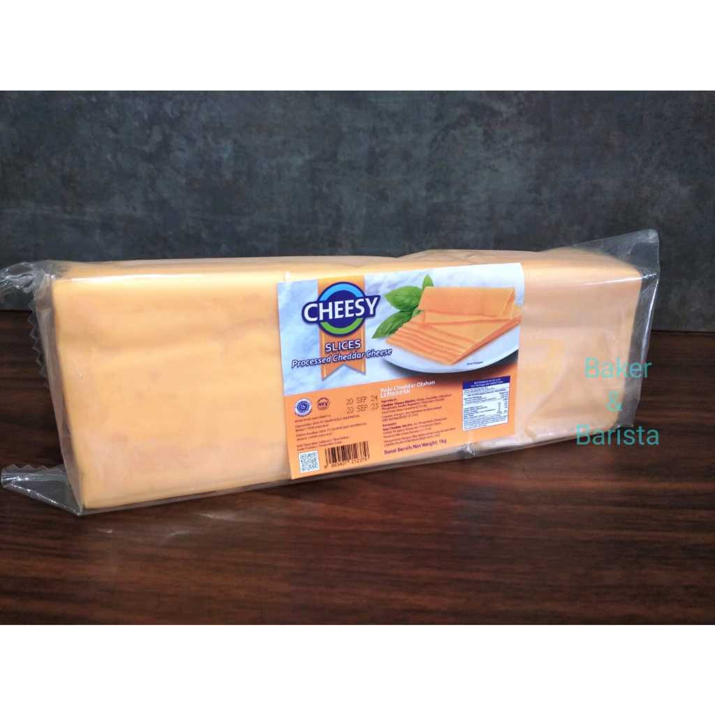 

Cheesy Keju Slice Burger Red Cheddar 1KG 84 slices /Slices Keju Orange