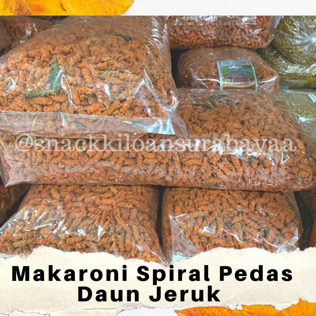 

Makaroni Spiral Pedas Daun Jeruk 1 BALL ( 4KG )/ Snack Kiloan Murah/ Mak E Dor
