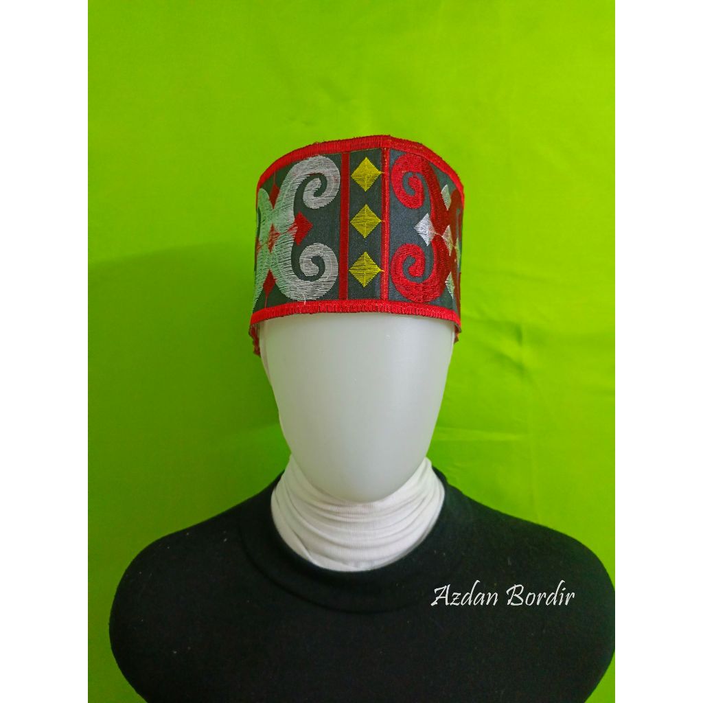 renda bordir aksesoris tari ikat kepala motif dayak
