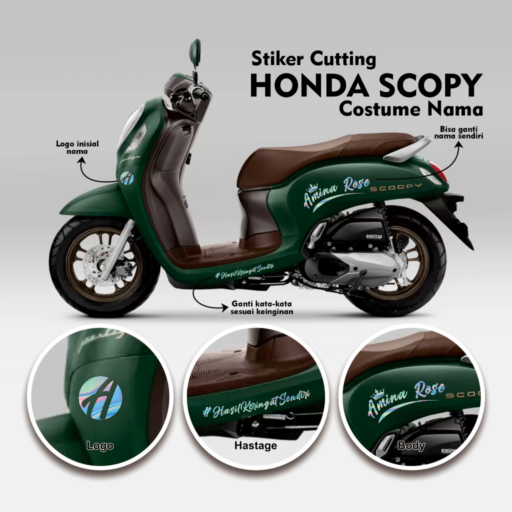 Stiker cutting scoopy custom nama sendiri