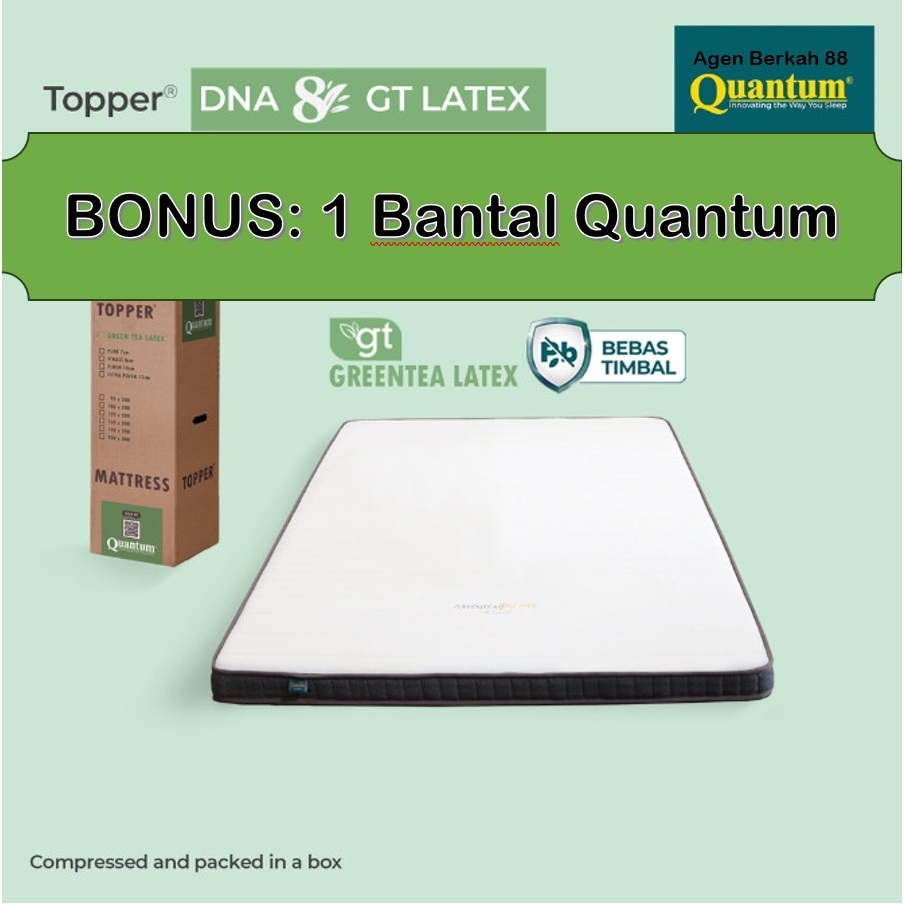 Quantum Greentea Latex DNA 8 CM 120X200 CM Mattress Topper Alas Kasur Pelapis Kasur lantai in box
