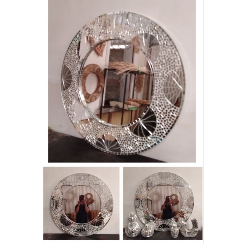 Cermin Aesthethic cermin Mozaik cermin bulat Dekorasi ruangan
