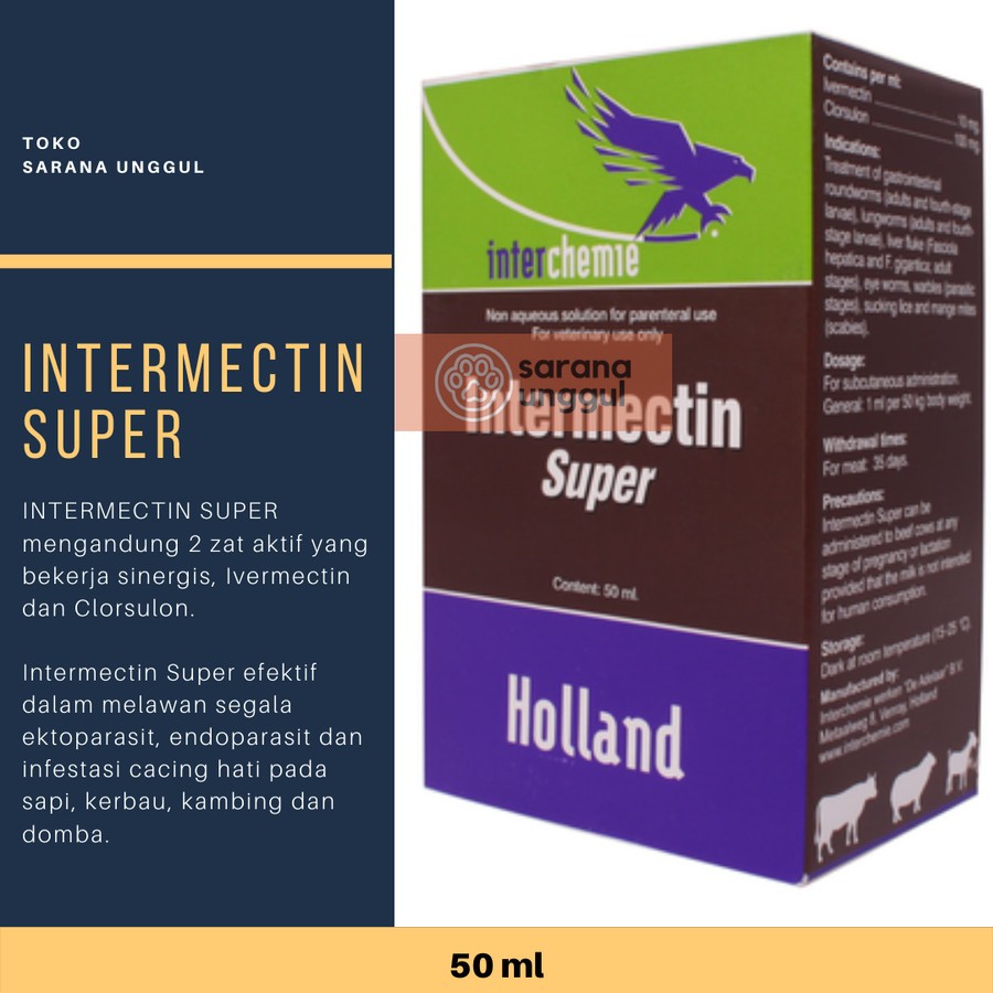 INTERMECTIN SUPER 50 ml Obat Scabies Obat Cacing Hati, Obat Cacing Kutu Pada Hewan MIRIP IVOMEC SUPE
