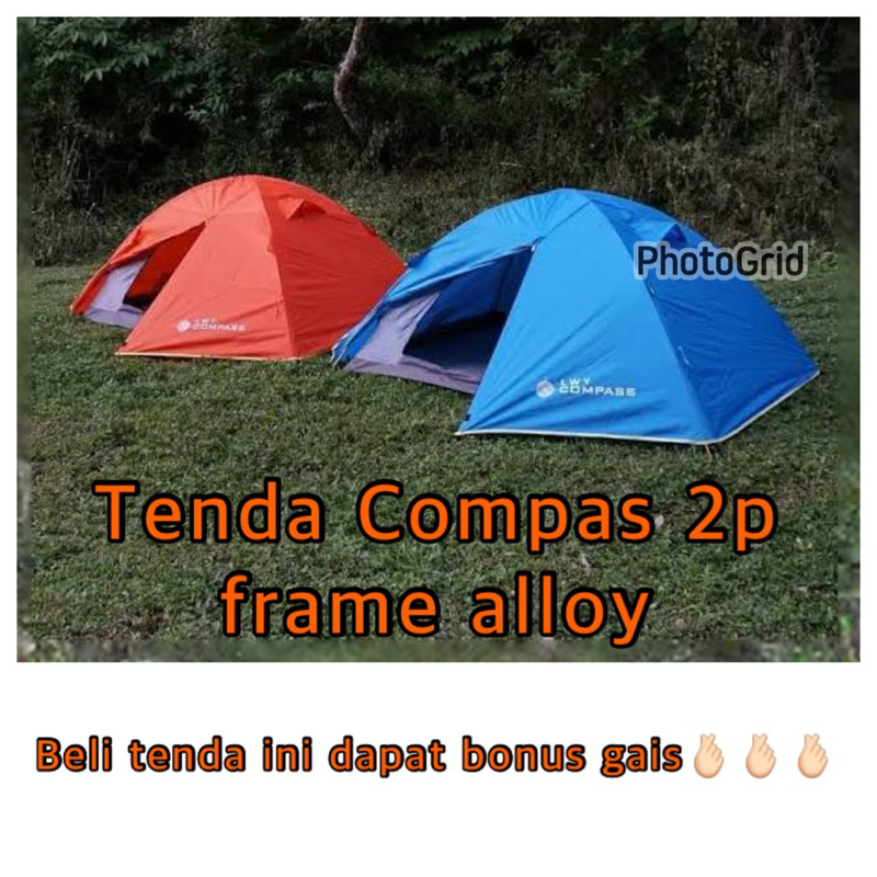 (BINTARAOUTDOOR)TENDA COMPASS 2P - TENDA MUAT 2-3 ORANG - TENDA FRAME ALLOY - TENDA DOUBLE LAYER