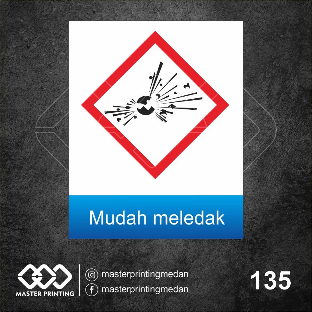 

135 - Stiker Mudah Meledak, Simbol Limbah B3, Sticker Vinyl, Tahan Air, Termurah, dan Bisa Custom