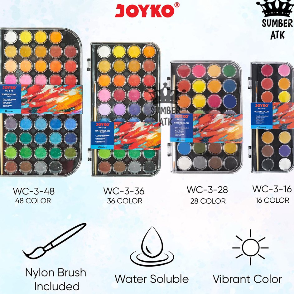 

Promo Watercolor Set Cat Air Joyko WC-3 16 , 28 , 36 , 48 COLOR