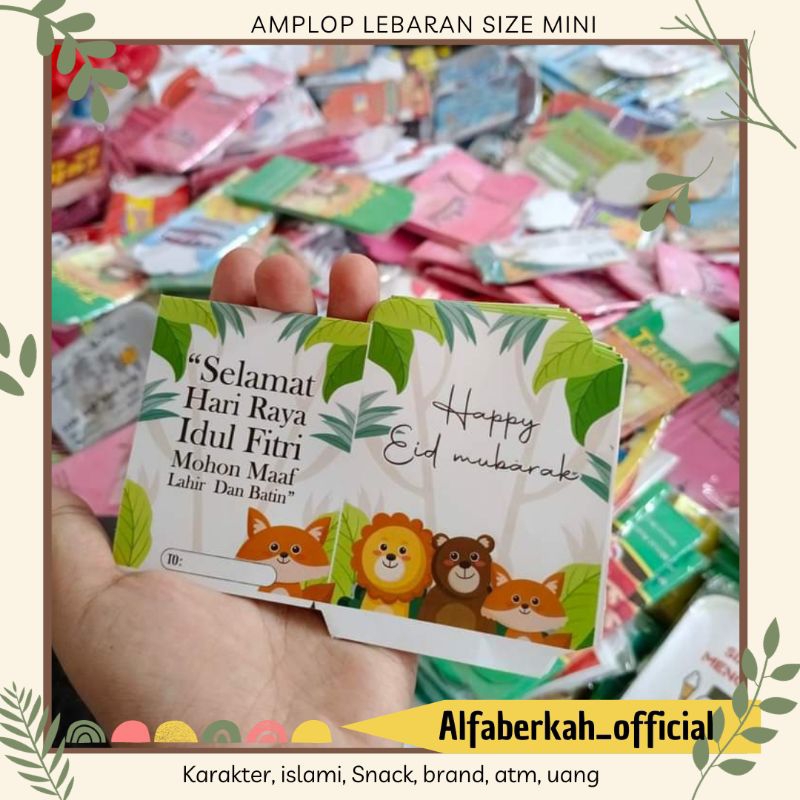 

Amplop lebaran 100 lembar BONUS Lem size mini karakter kartun