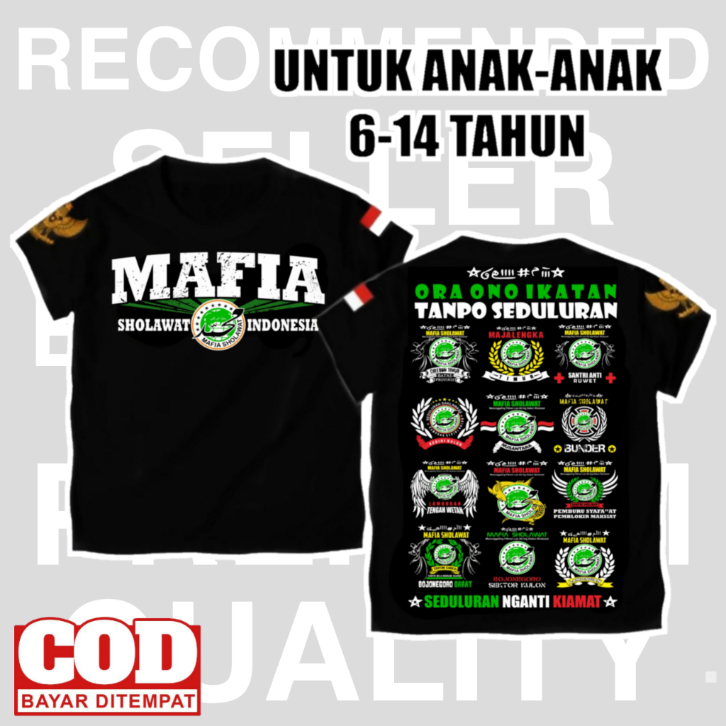 Kaos Mafish Anak / Kaos Mafia Sholawat Anak / Kaos Mafia Sholawat Anak Anak / Kaos Anak Mafish / Kao