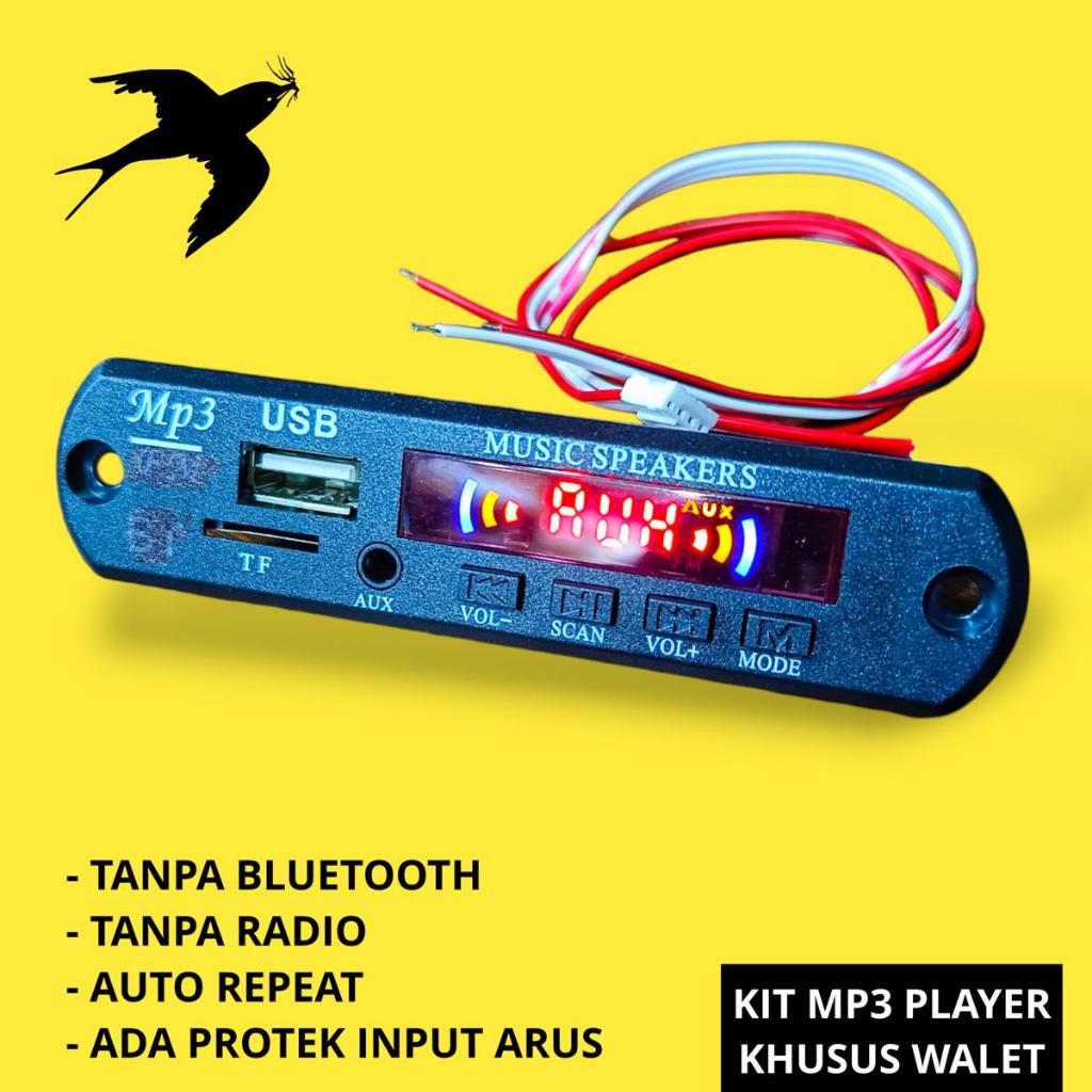 Kit Mp3 Player Khusus Walet DC 12V Auto Repeat / Tanpa Radio