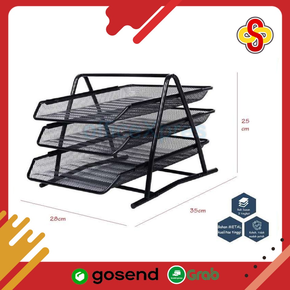 Rak 3 Susun Besi / Document Tray Besi / File Document Tray 3 Layer / Rak File Dokumen Combo