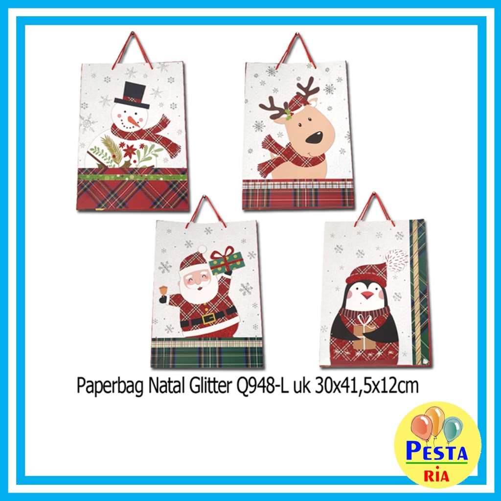 

SB1271 PAPERBAG NATAL CUTE GLITTER SNOWMAN, PENGUIN, RUSA, SANTA UK 30X41,5X12 SHOPPING BAG, GODIE BAG, SOUVENIR NATAL, MUSIM DINGIN, KADO NATAL, HIASAN NATAL