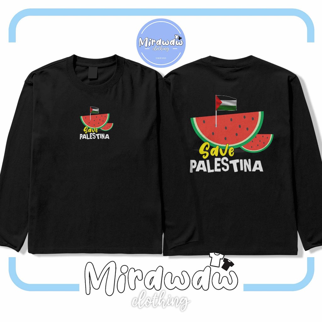 Kaos Save Palestina SEMANGKA SAVE PALESTINA Lengan Panjang Kaos Distro