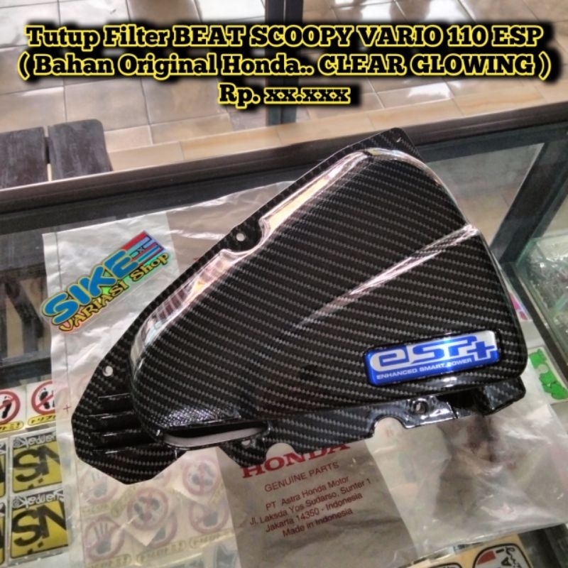Cover Tutup Filter Karbon Beat Scoopy Esp Bahan Original
