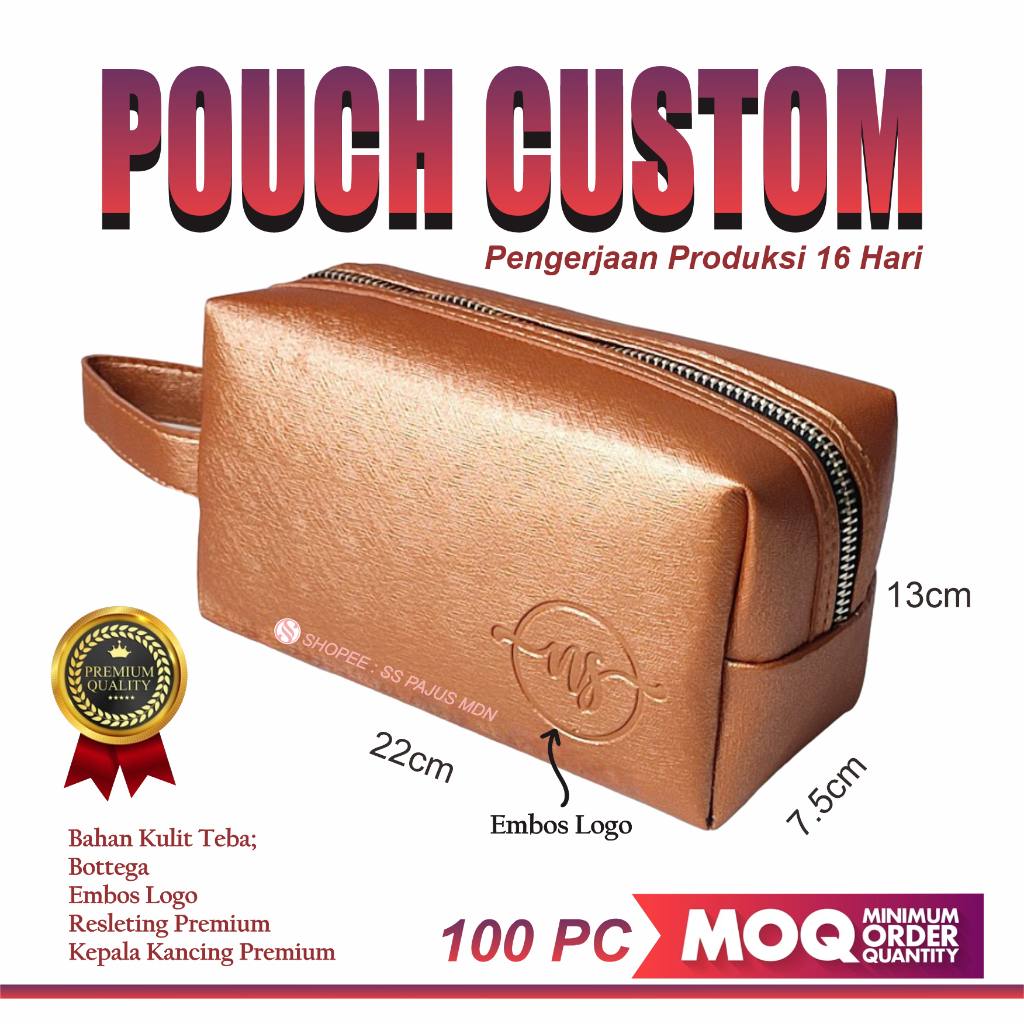 

SOUVENIR POUCH BOTEGA FREE EMBOSS - SOUVENIR DOMPET BOTEGA MINIMAL 100 PC