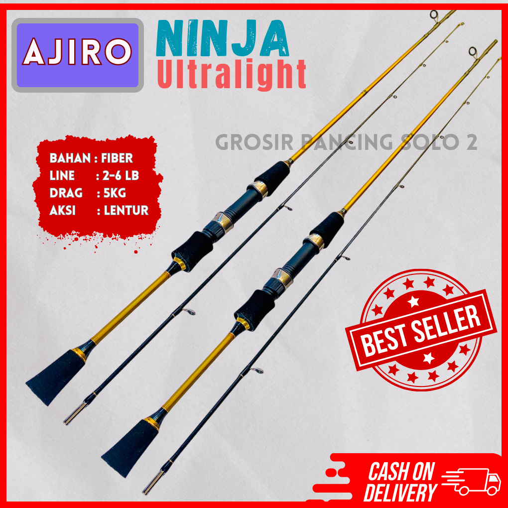 Joran pancing fiber solid lentur ul  Ultralight Ajiro NINJA  150 165 180 198 210 cm