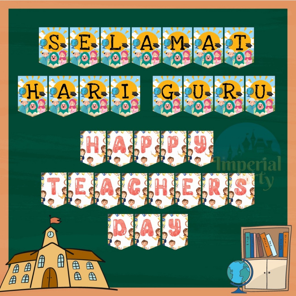 Banner Bunting Flag Happy Teachers Day Teacher Hari Guru