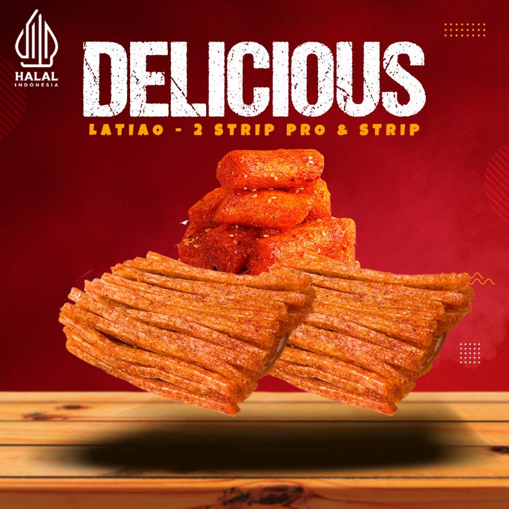 

[PAKET LATIAO] Strip Pro (2 pcs) + Strip (1 Pcs)|SNACK VEGETARIAN CEMILAN GLUTEN LATIAO| PEDAS LEZAT
