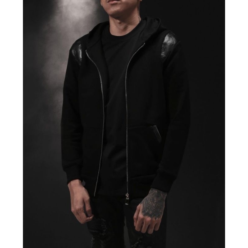 RUCAS "Embossd Paisley Leather" zip hoodie