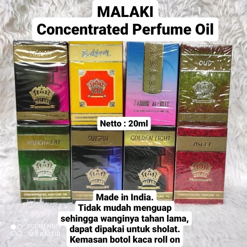 Parfum malaki 20ml mukhalat - oud - sultan - bakhour - manam - golden light - aseel - zahoor al reef