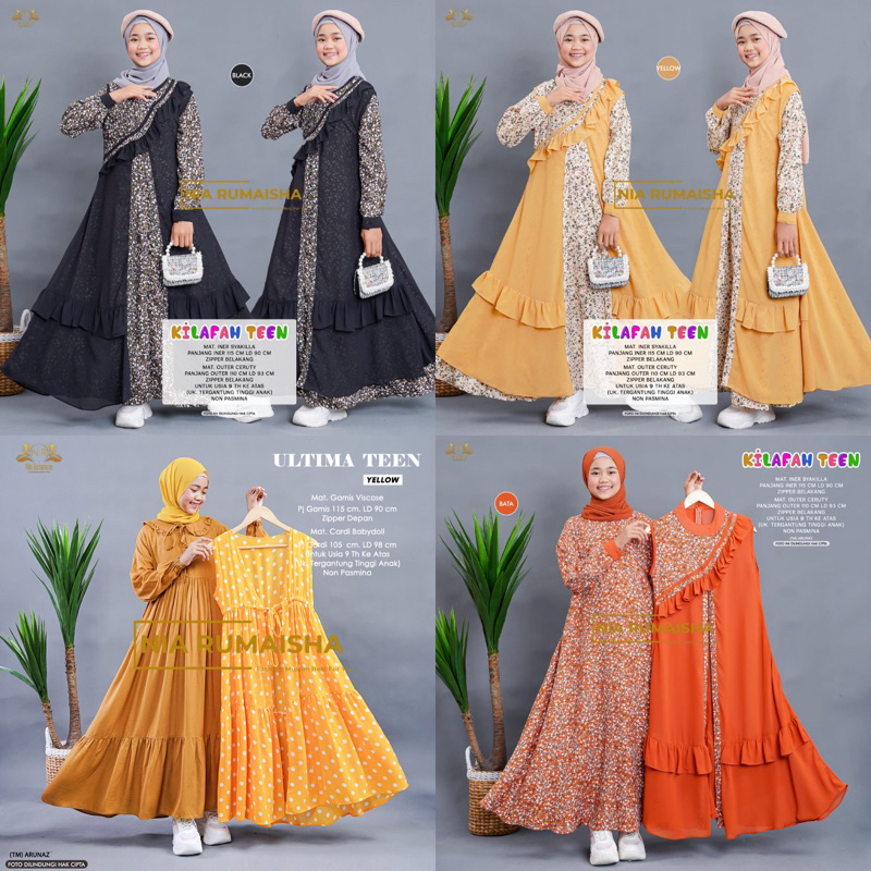 9.11 Ultima / Kilafah set inner + outer by NIA RUMAISHA // Leodra maxy dress by Claudya Motif kotak 